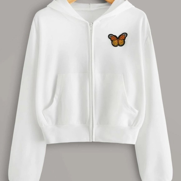 Butterfly Cropped Zip Hoodie - Picture 1 of 2